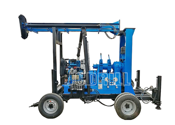 Un buen precio. Base del remolque Una plataforma de perforación de pozos de un hombre impulsada por un motor diesel 400 m de profundidad en línea