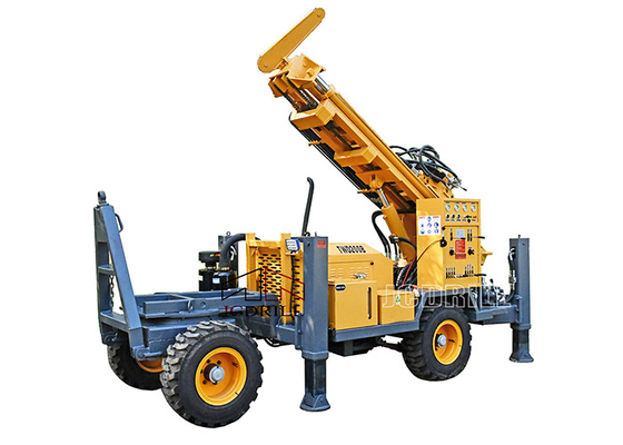 Un buen precio. DTH 300m Máquina de perforación rotativa con remolque hidráulico completo montado en pozo de agua y barro en línea